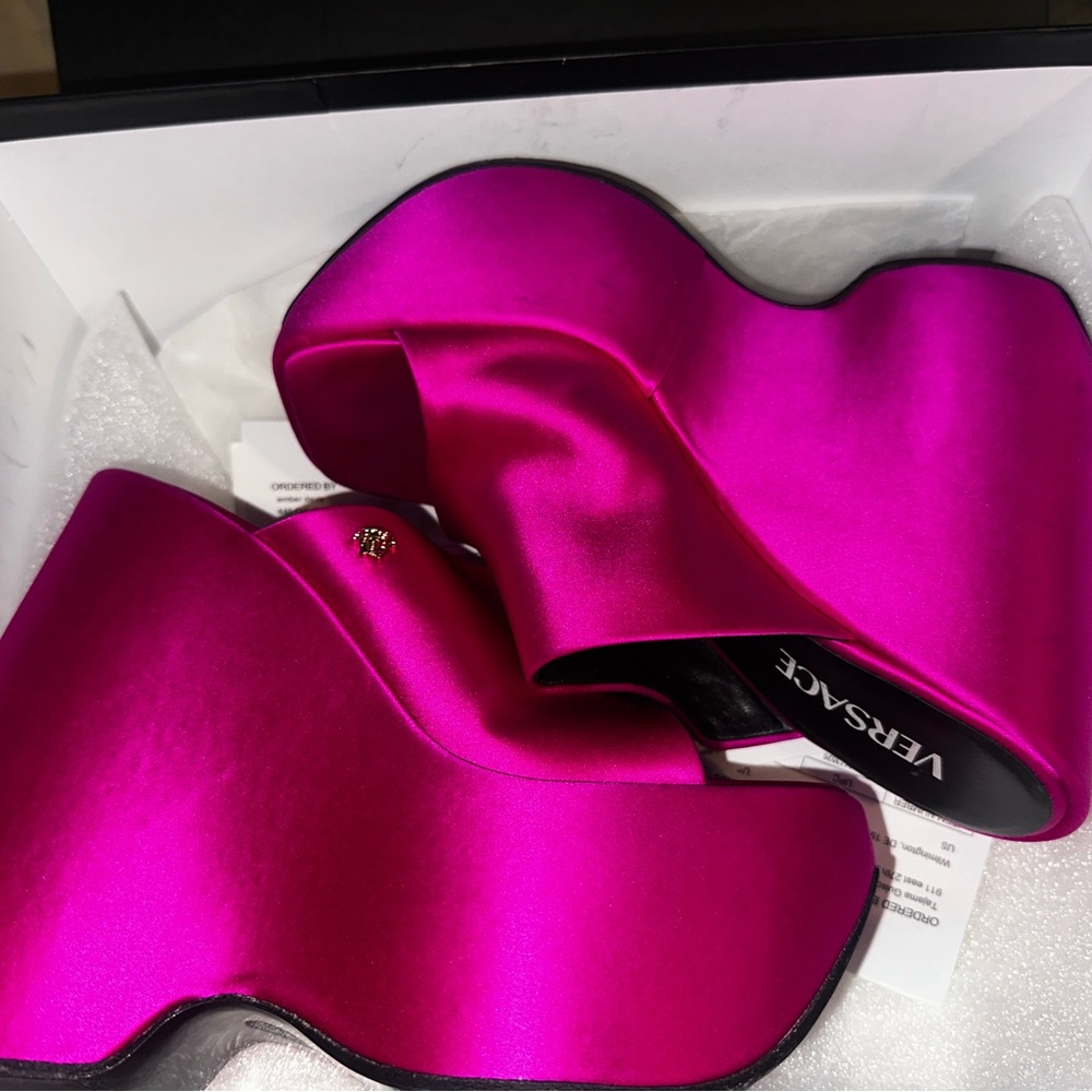 Versace Fuchsia Platform Heels - Picture 2 of 6